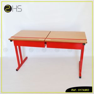 Table biplace avec 2 casiers fermés et 2 tablettes rabattables- ref 517AMO - dim 1m,20 x 0mx50