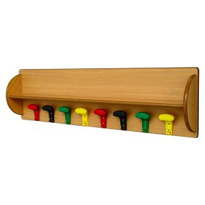 Porte manteaux mural en bois à 8 patères et Etagère - Dim H32 x L120 x P16 cm - Réf 790